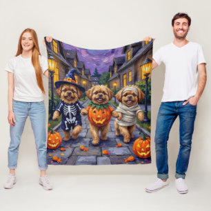 Pekingese Dogs Trick-or-Treating Halloween Costume Fleece Blanket