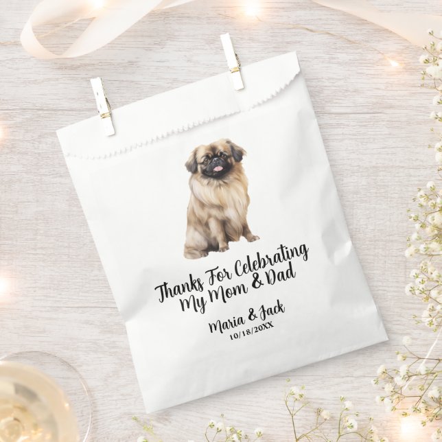 Pekingese Full Colour Pet Wedding Favour Bag (Clipped)