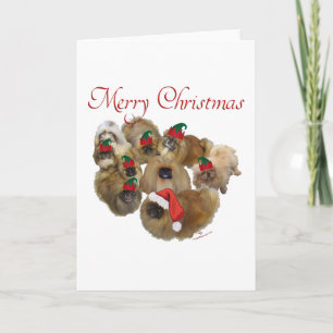Pekingese Group Christmas Holiday Card