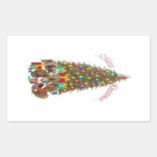 Pekingese Group Christmas Rectangular Sticker