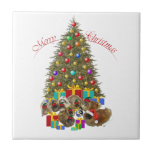 Pekingese Group Christmas Tile