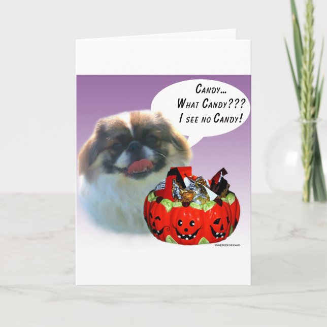 Pekingese Halloween Candy Card (Front)