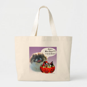Pekingese Halloween Candy Large Tote Bag
