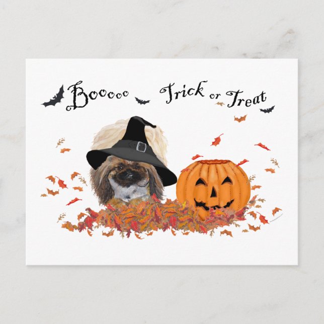Pekingese Halloween Postcard (Front)