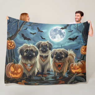 Pekingese Halloween Spooky Fleece Blanket