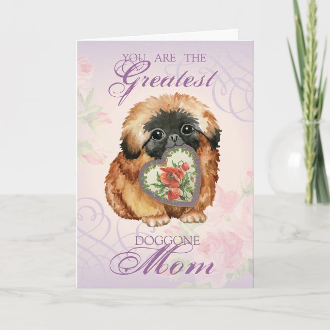 Pekingese Heart Mom Card (Front)