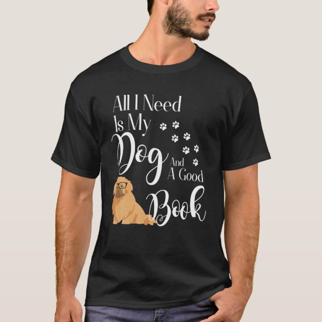 Pekingese I love My Dog T Shirt Reading Book Lover (Front)