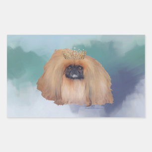 Pekingese Ice Princess Rectangular Sticker