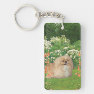 Pekingese in a Garden Key Ring