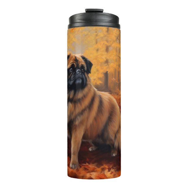 Pekingese in Autumn Leaves Fall Inspire Thermal Tumbler (Front)