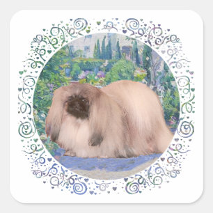 Pekingese in Flower Garden Square Sticker