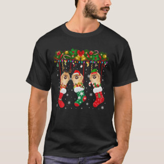 Pekingese In Sock Xmas Reindeer Santa ELF Dog T-Shirt
