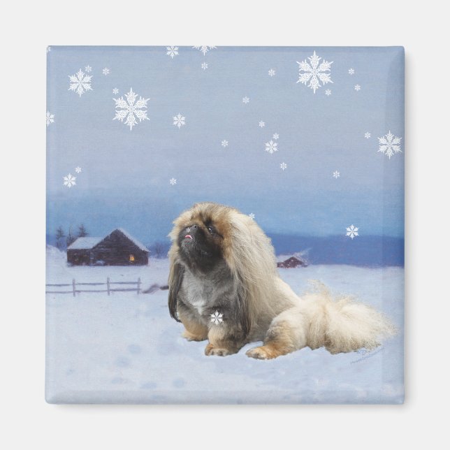 Pekingese in Winter Magnet (Front)
