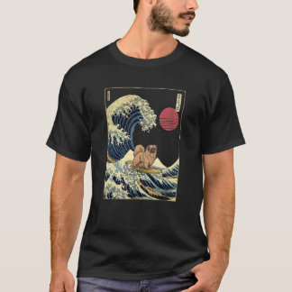 Pekingese Japanese Kanagawa Wave  Surf Dog T-Shirt