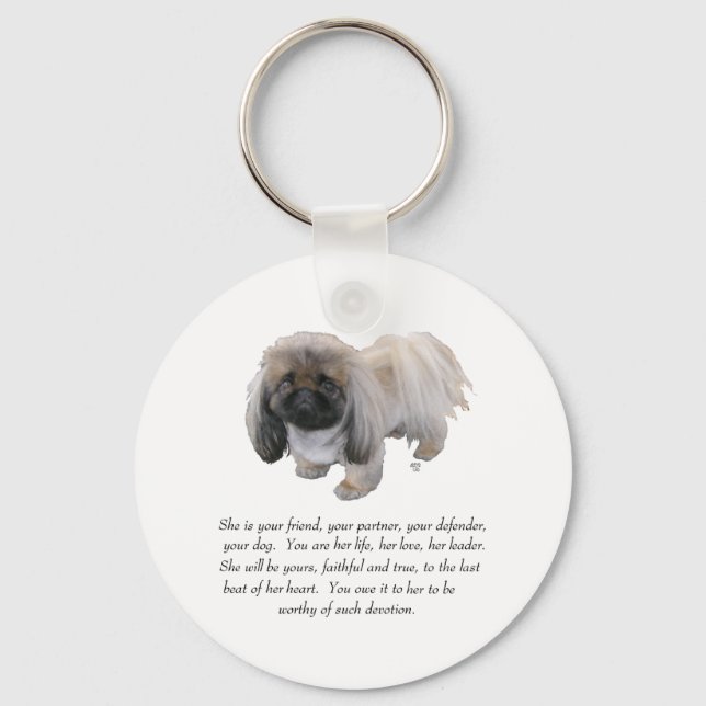 Pekingese Keepsake - FEMALE Key Ring (Front)