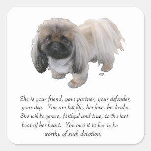 Pekingese Keepsake - FEMALE Square Sticker