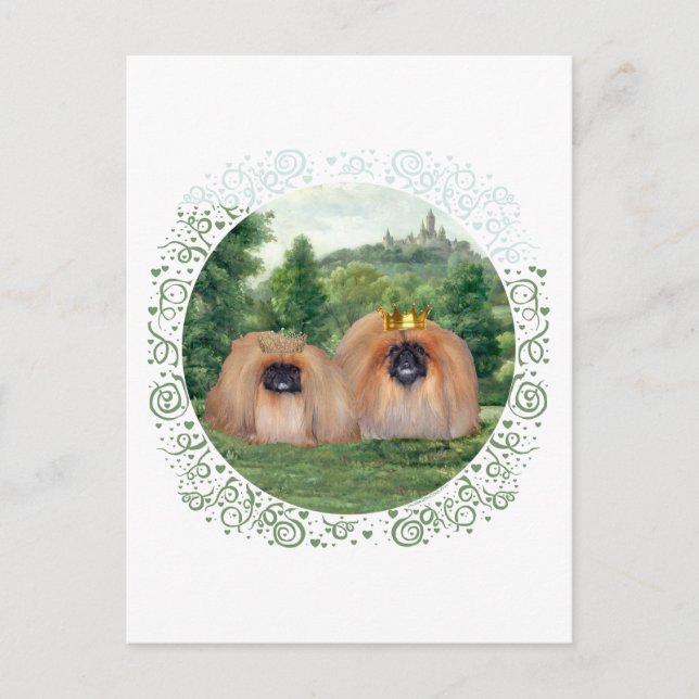 Pekingese King & Queen with Dream Castle Postcard (Front)