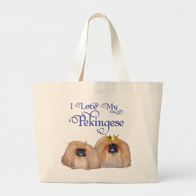 Pekingese Love Large Tote Bag (Front)