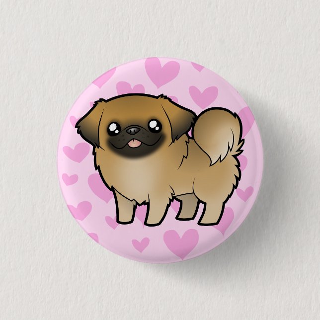 Pekingese Love (puppy cut) 3 Cm Round Badge (Front)