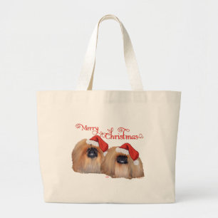 Pekingese Merry Christmas Large Tote Bag