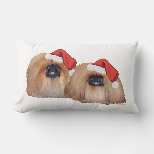 Pekingese Merry Christmas Lumbar Cushion (Front)