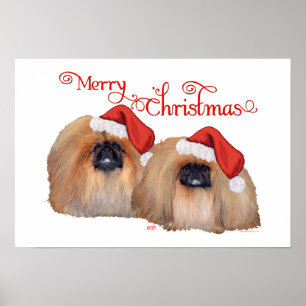 Pekingese Merry Christmas Poster