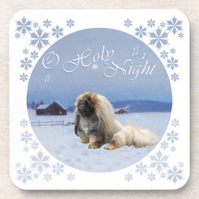 Pekingese O Holy Night Coaster (Front)