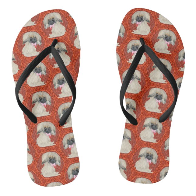 Pekingese on Cinnabar Thongs (Footbed)