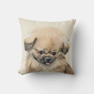Pekingese Painting - Cute Original Dog Art Cushion