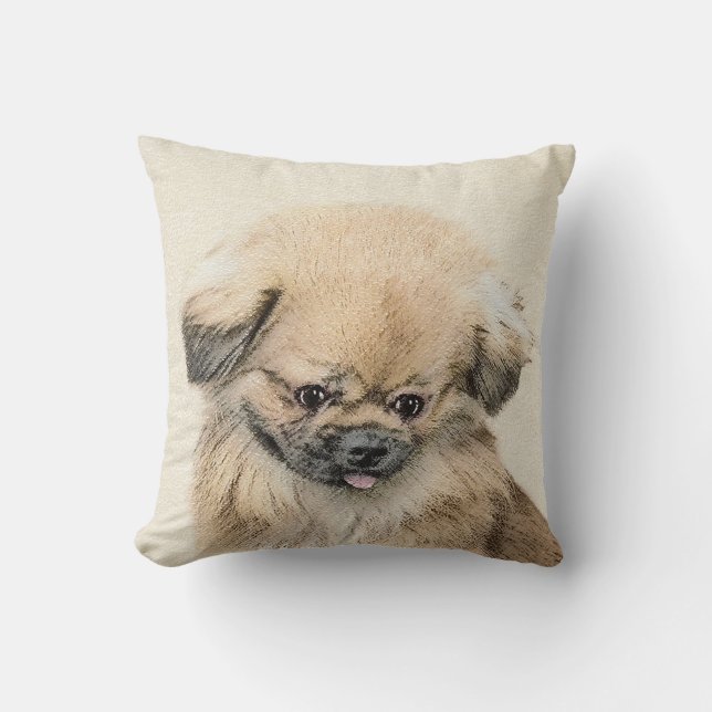 Pekingese Painting - Cute Original Dog Art Cushion (Front)