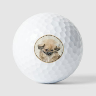 Pekingese Painting - Cute Original Dog Art Golf Balls