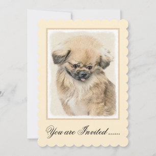 Pekingese Painting - Cute Original Dog Art Invitation
