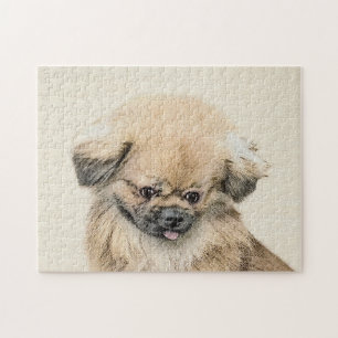 Pekingese Painting - Cute Original Dog Art Jigsaw Puzzle