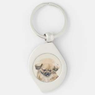 Pekingese Painting - Cute Original Dog Art Key Ring