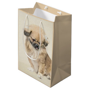 Pekingese Painting - Cute Original Dog Art Medium Gift Bag