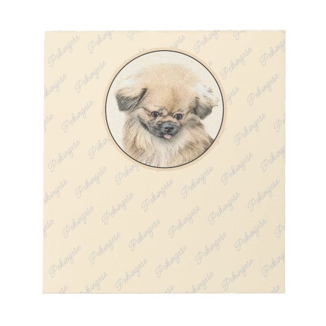 Pekingese Painting - Cute Original Dog Art Notepad (Front)