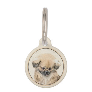Pekingese Painting - Cute Original Dog Art Pet Tag