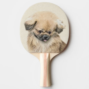 Pekingese Painting - Cute Original Dog Art Ping Pong Paddle