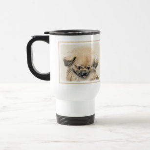 Pekingese Painting - Cute Original Dog Art Travel Mug