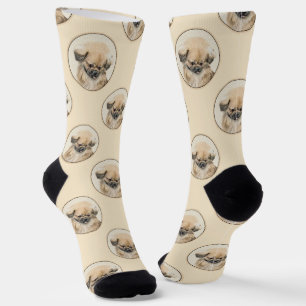 Pekingese Painting Fawn Cute Original Pet Dog Art Socks