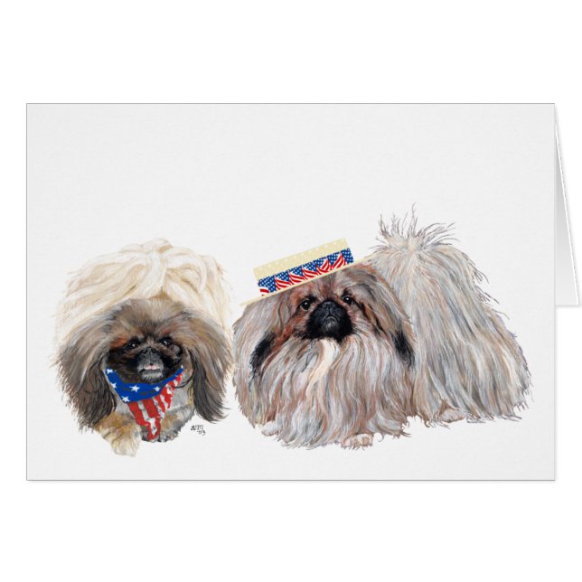 Pekingese Patriotic Greeting Card (Front Horizontal)