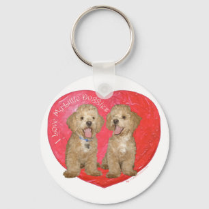Pekingese / Poodle Mix Valentine's Day Key Ring