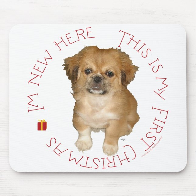 Pekingese Pup First Christmas Mouse Pad (Front)
