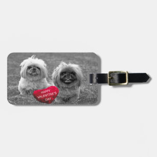 Pekingese Puppies wishing Happy Valentine's Day Luggage Tag