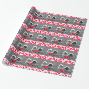 Pekingese Puppies wishing Happy Valentine's Day Wrapping Paper