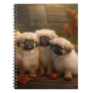Pekingese Puppy Autumn Delight Pumpkin Notebook