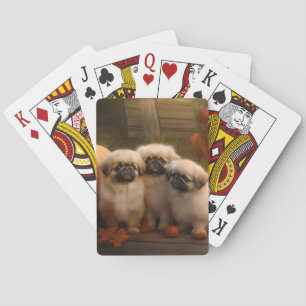 Pekingese Puppy Autumn Delight Pumpkin  Playing Cards
