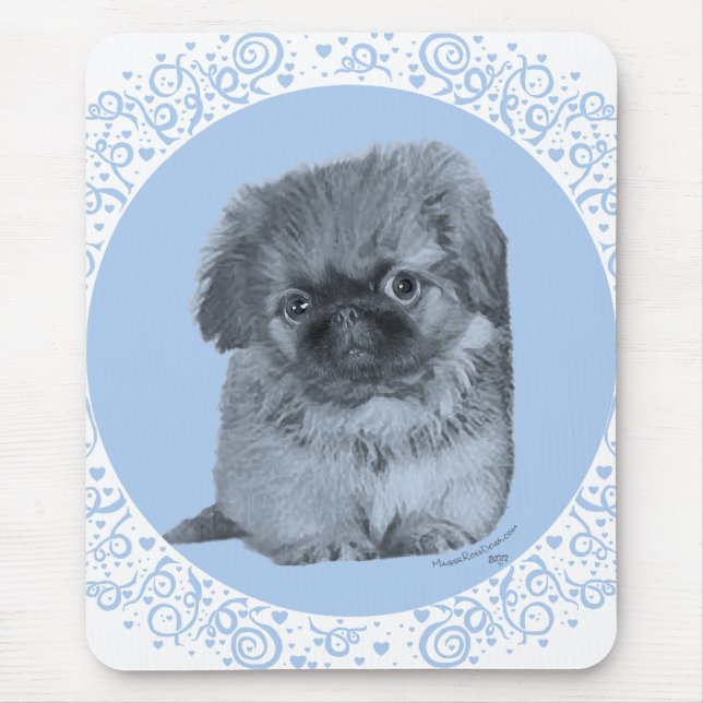 Pekingese Puppy Blue Mouse Pad (Front)