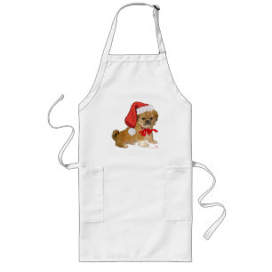 Pekingese Puppy Christmas Long Apron