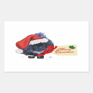 Pekingese Puppy Christmas Rectangular Sticker